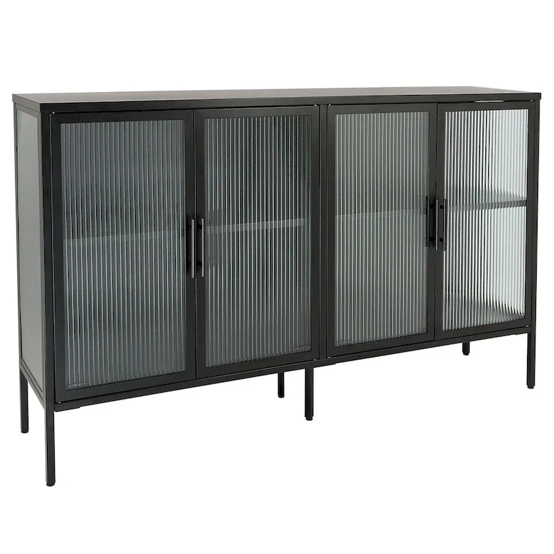 Metal Tempered Glass Cabinet with Adjustable Shelf