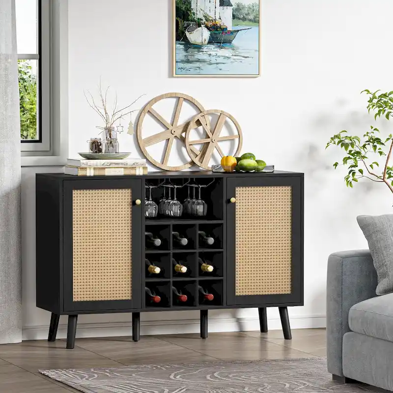 Kitchen Buffet Sideboard with Wine Rack and Storage Cabinet