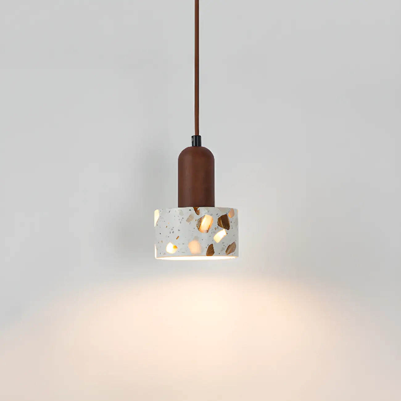 Modern Terrazzo Cylinder Brass Pendant Light