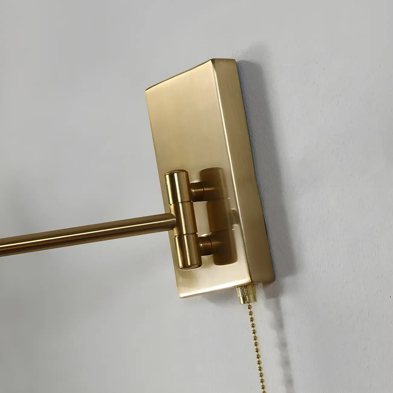 Brown Wood Shade Brass Metal Swing Arm Wall Light