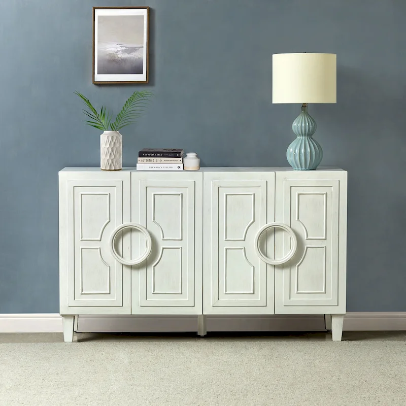 Connie 58 Contemporary Sideboard Buffet with Round Solid Wood Door Handles by HULALA HOME