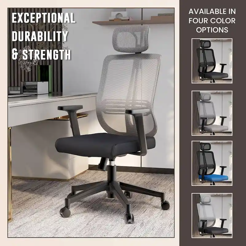 Adjustable Office Chair with Mesh Back and Headrest Nift Series by LeisureMod
