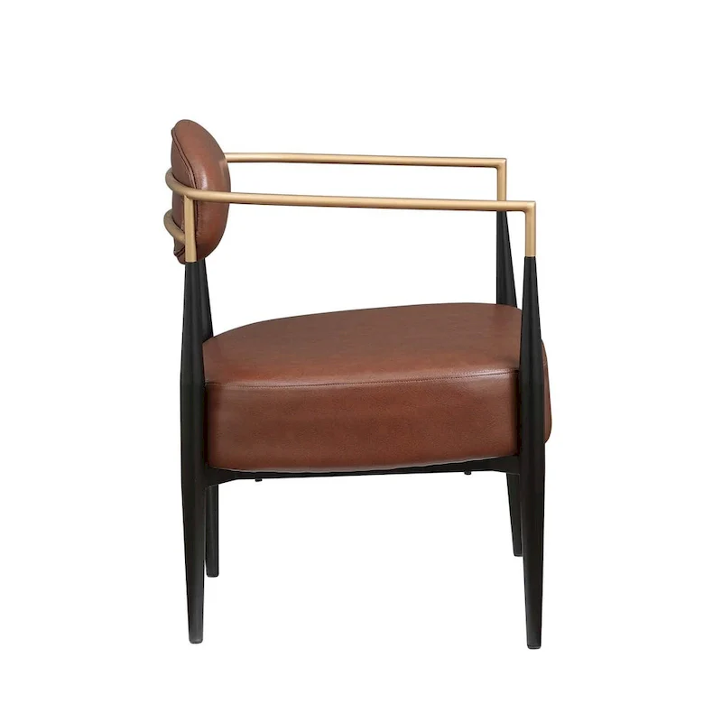 Mid-Century Armchair - Velvet/Faux Leather, Iron Frame, 24W x 30.5H, Single Seat, 330 lbs Capacity