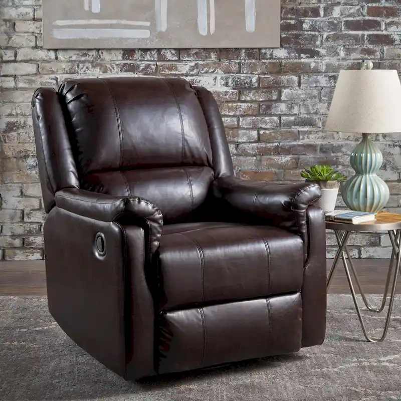 Jennette Faux Leather Swivel Gliding Recliner by Christopher Knight Home