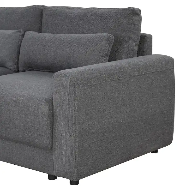 L-shaped Modular Sectional Sofa with Removable Back Cushions and 3 Pillows