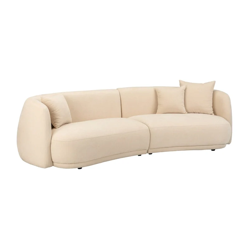 Neutral Modern 4 Seat Rectangle Curved Sofa - 117 x 49 x 31