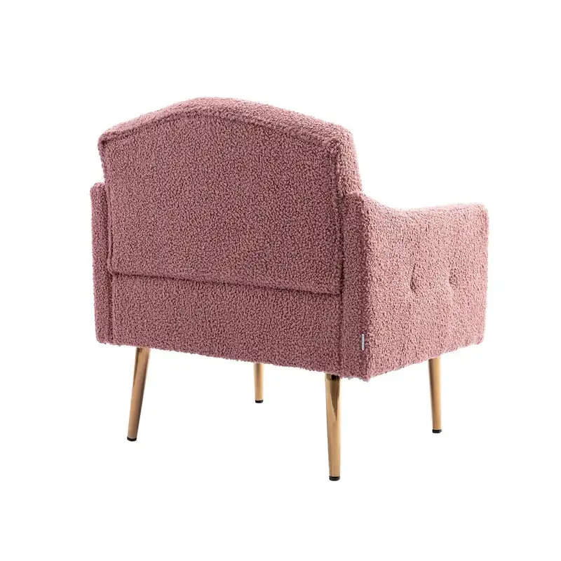 Teddy Fabric Upholstered Tufted Accent Chair With Rose Golden feet