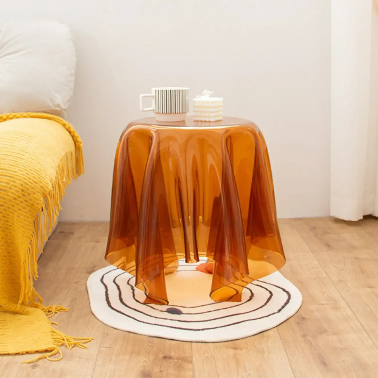 Scandinavian Clear Acrylic Round End Table