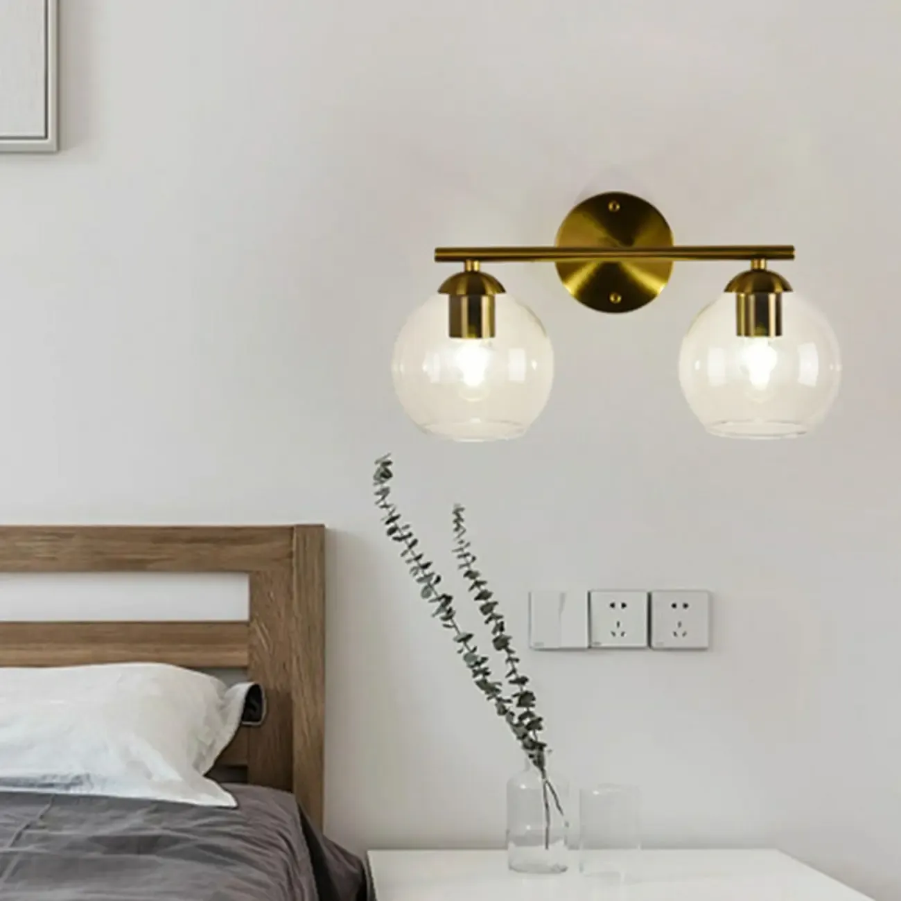 Modern 2-Light Globe LED Vanity Sconce Light for Bathroom