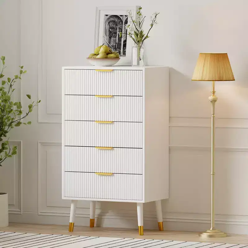 5 Drawer Dresser for Bedroom, Modern Closet Dressers Chest of Drawers, Storage Dresser Chest Cabinet Organizer Unit, Dresser for Bedroom(2PCS)