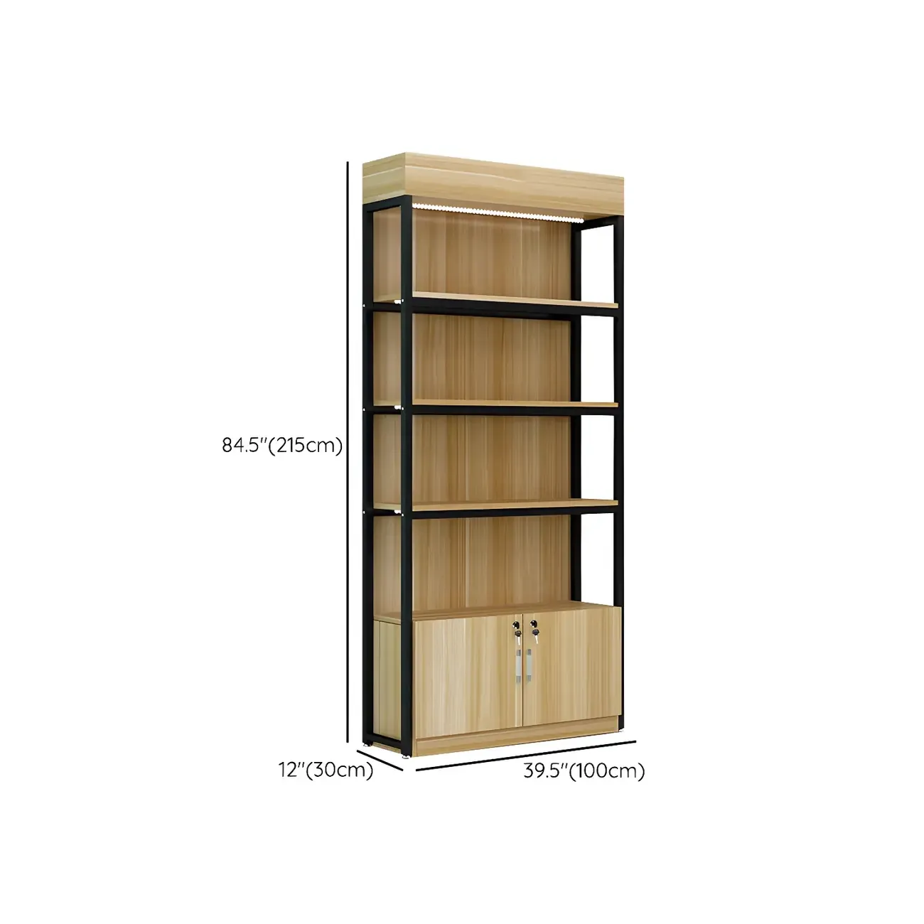 Modern Wood Open Multi-Shelf Large Display Cabinet
