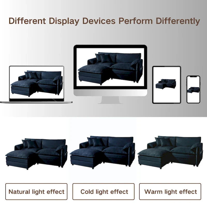 2-Piece 75.59 Chenille Cloud Loveseat Sofa Set with Deep Seat and 4 Pillows