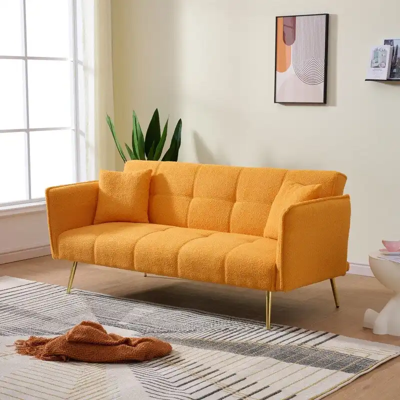 79.92  Teddy Velvet Upholstered Sofa Bed with Adjustable Back and Armrests
