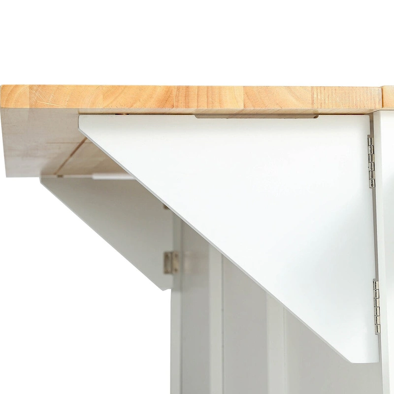 Kitchen Cart With Rubber Wood Drop-Leaf Countertop