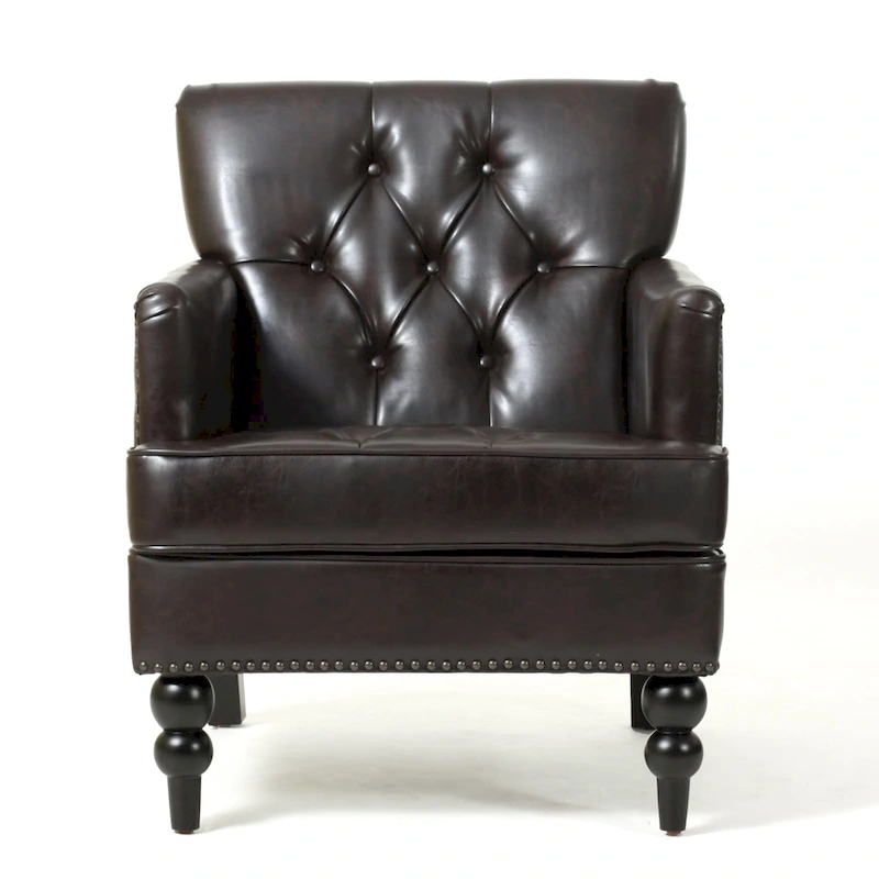 Malone Brown Leather Club Chair by Christopher Knight Home