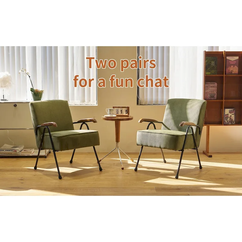 Green Modern 20 High Back Upholstered Accent Chair with Metal Legs