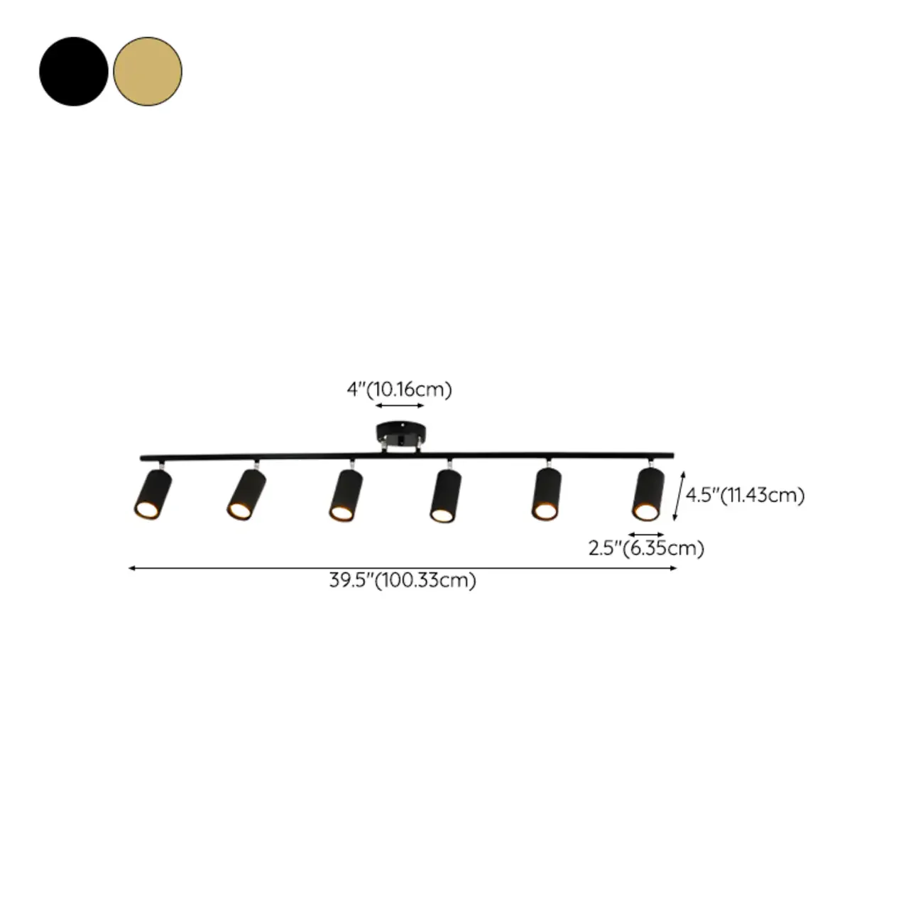 Modern Cylinder Semi-Flush Mount Metal Track Light