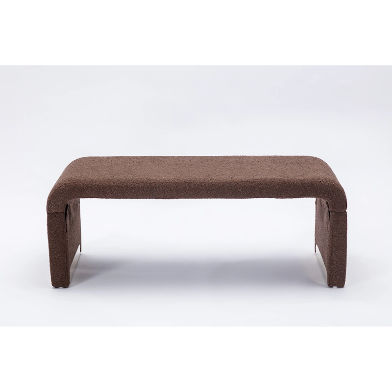 Modern New Boucle Fabric Loveseat Ottoman Footstool Bedroom Bench Shoe Bench With Gold Metal Legs
