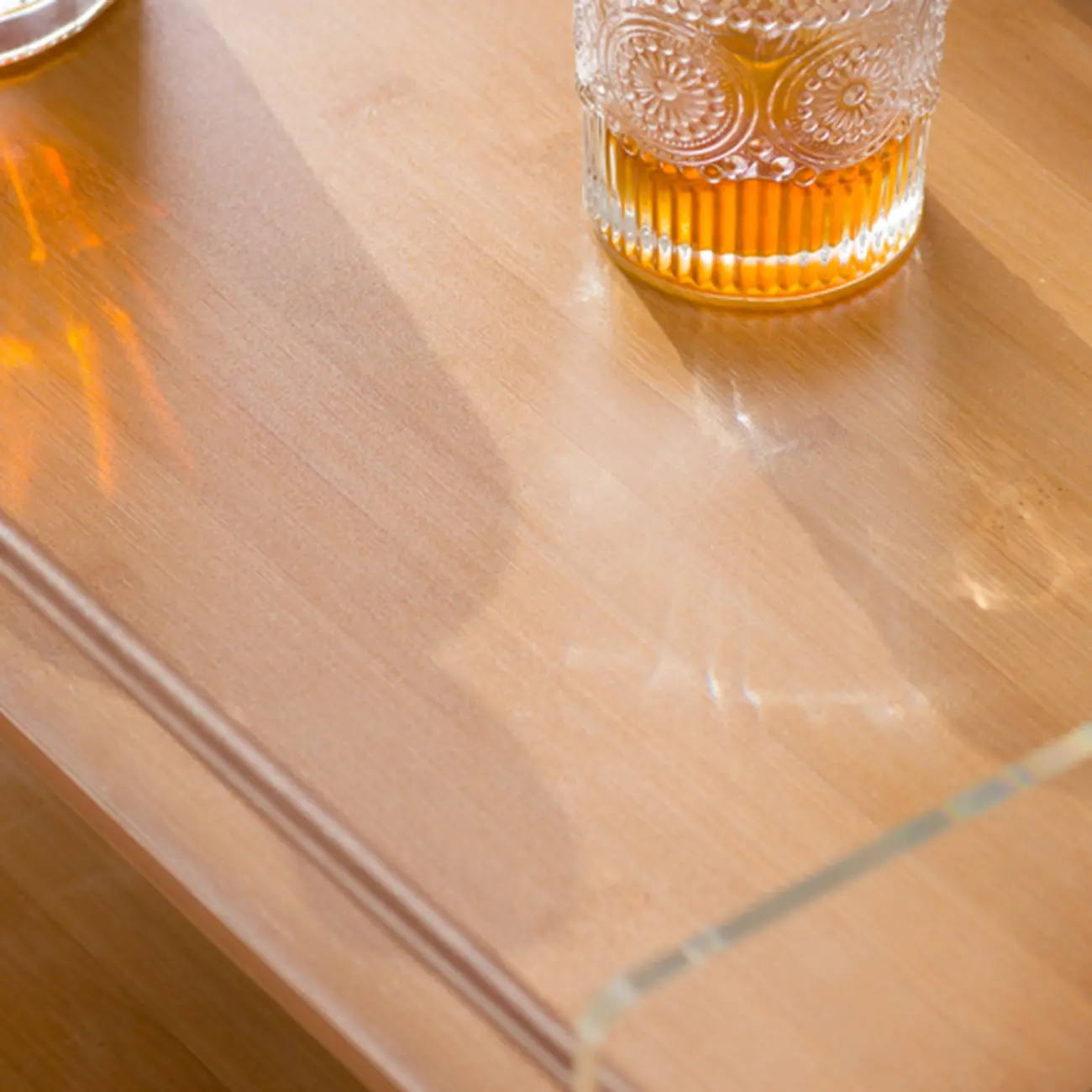 Trendy Moso Bamboo Acrylic 3-Shelf Side Table with Wheels