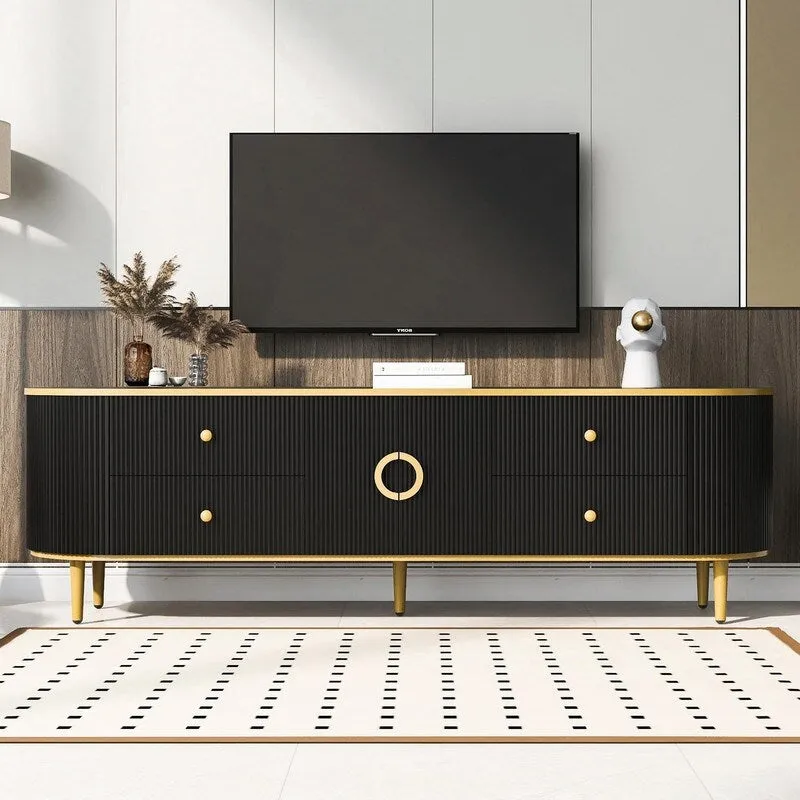 Modern TV Stand for TVs up to 80 Inches, Entertainment Center with Drawers and Cabinet