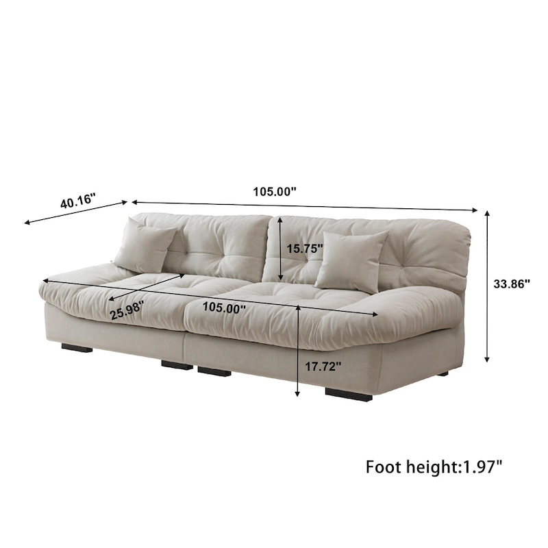 105 Minimalism Cloud Sofa Loveseat with Two Pillow