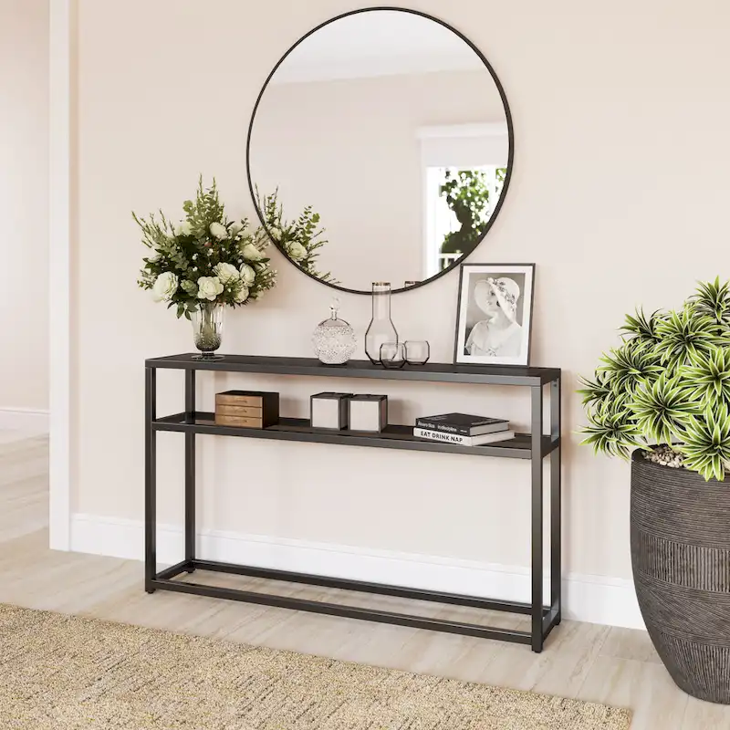 SEI Furniture Baldrick Modern 50 Long Console Table with Shelf