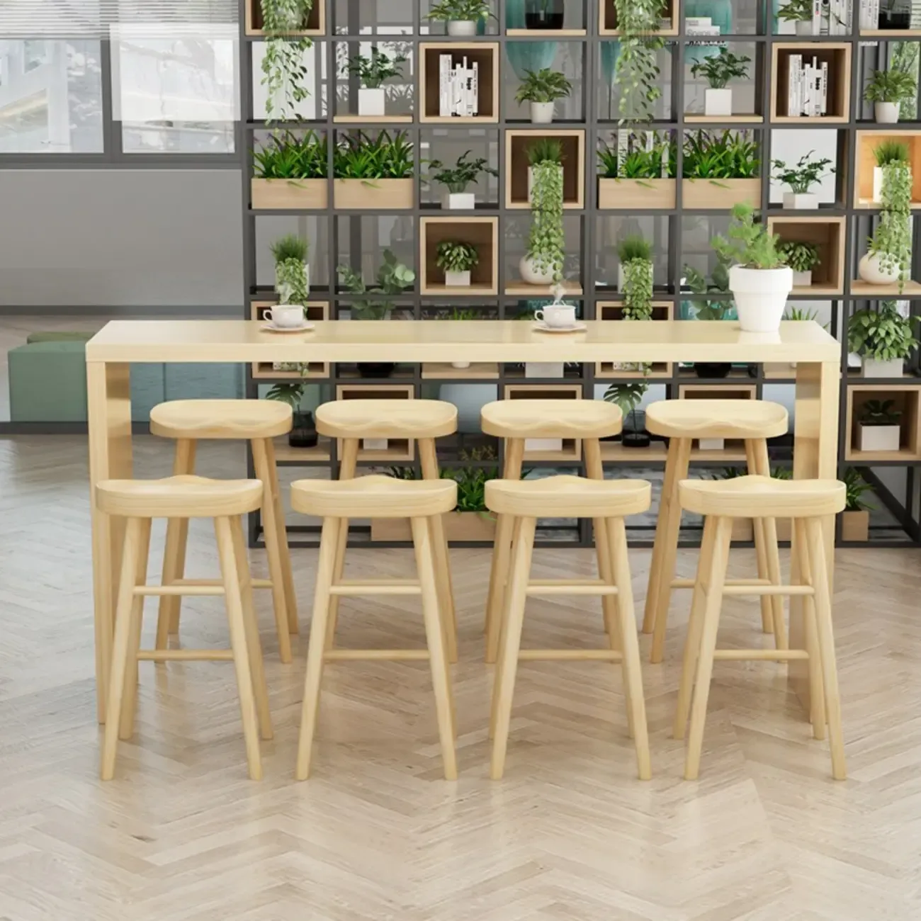 Scandinavian Solid Wood Pub Table Rectangle 4 Seats
