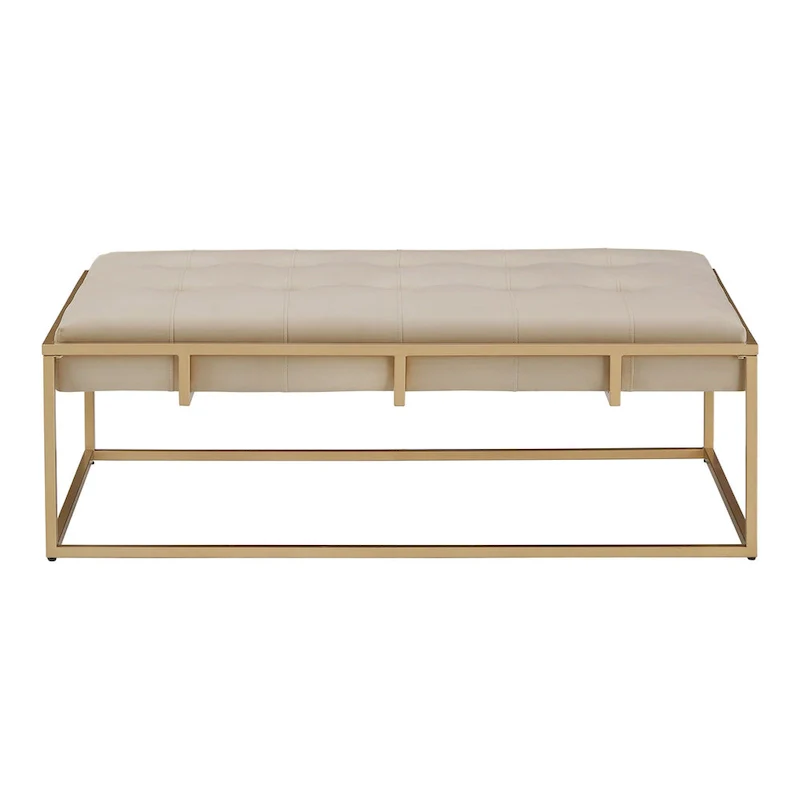 Perdita Gold Finish Velvet Rectangular Tufted Ottoman by iNSPIRE Q Bold