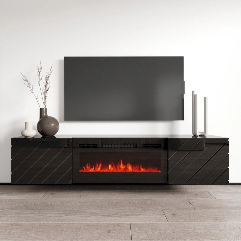 Luxe EF Wall Mounted Electric Fireplace Modern 72 TV Stand