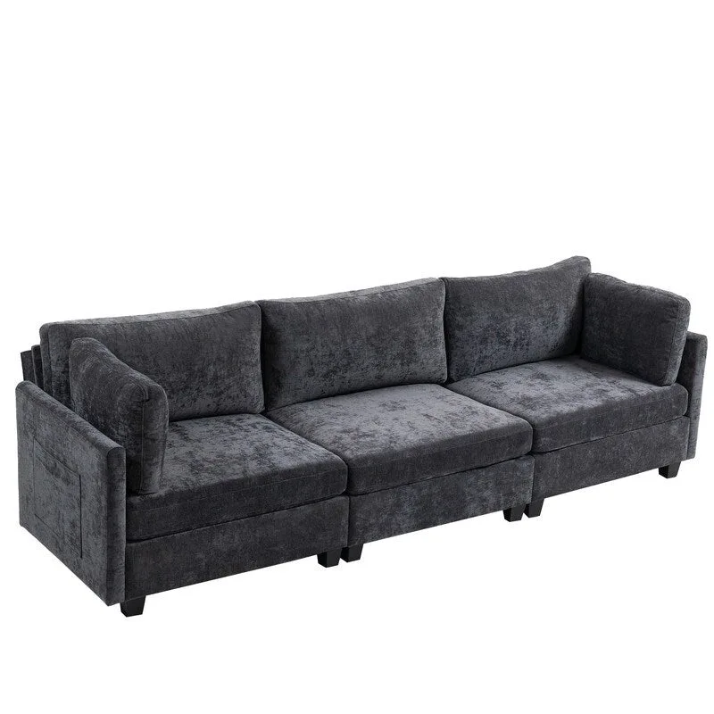 111.42  Chenille Upholstered Three Seater Sofa