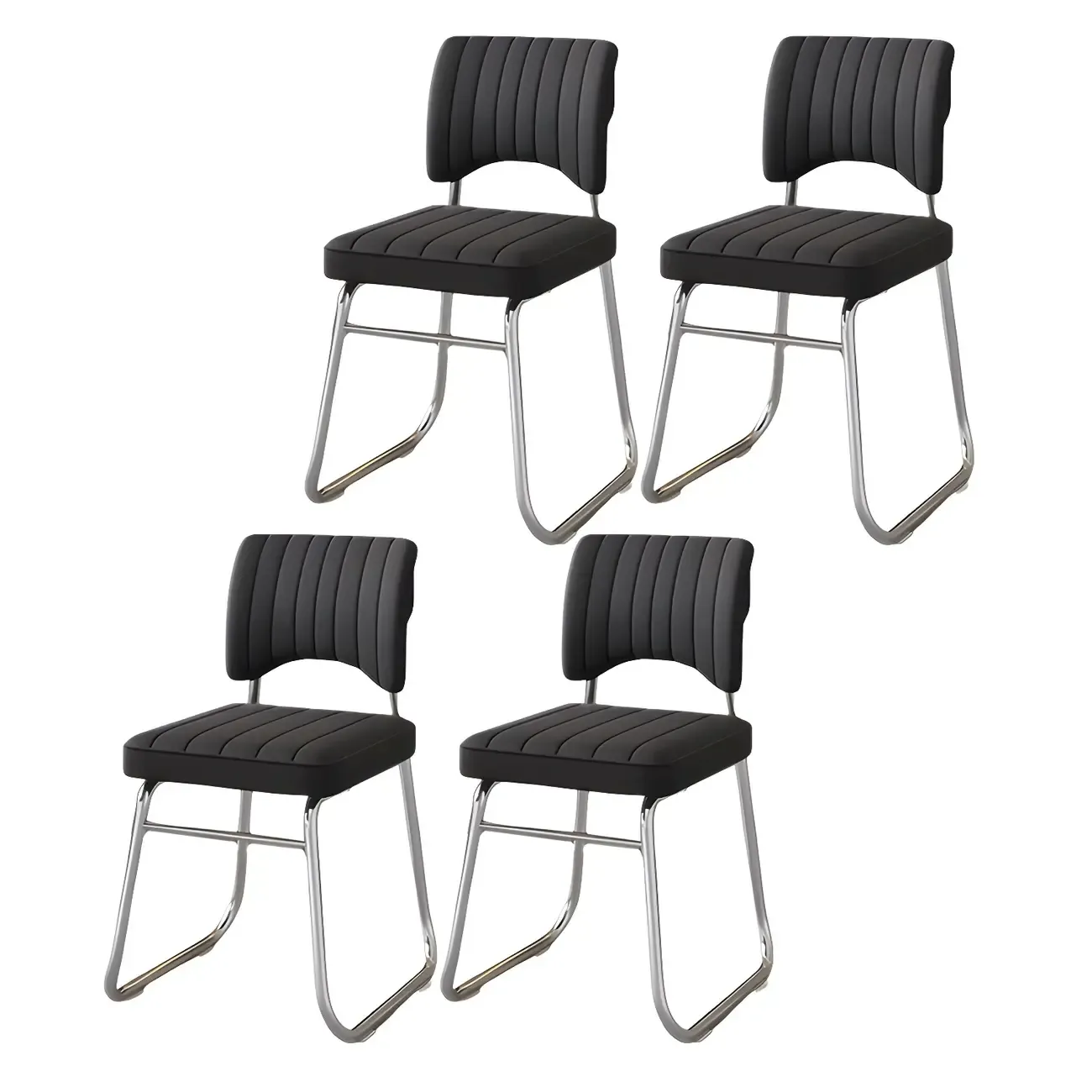 Modern Black Steel Leather Upholstered Office Chair