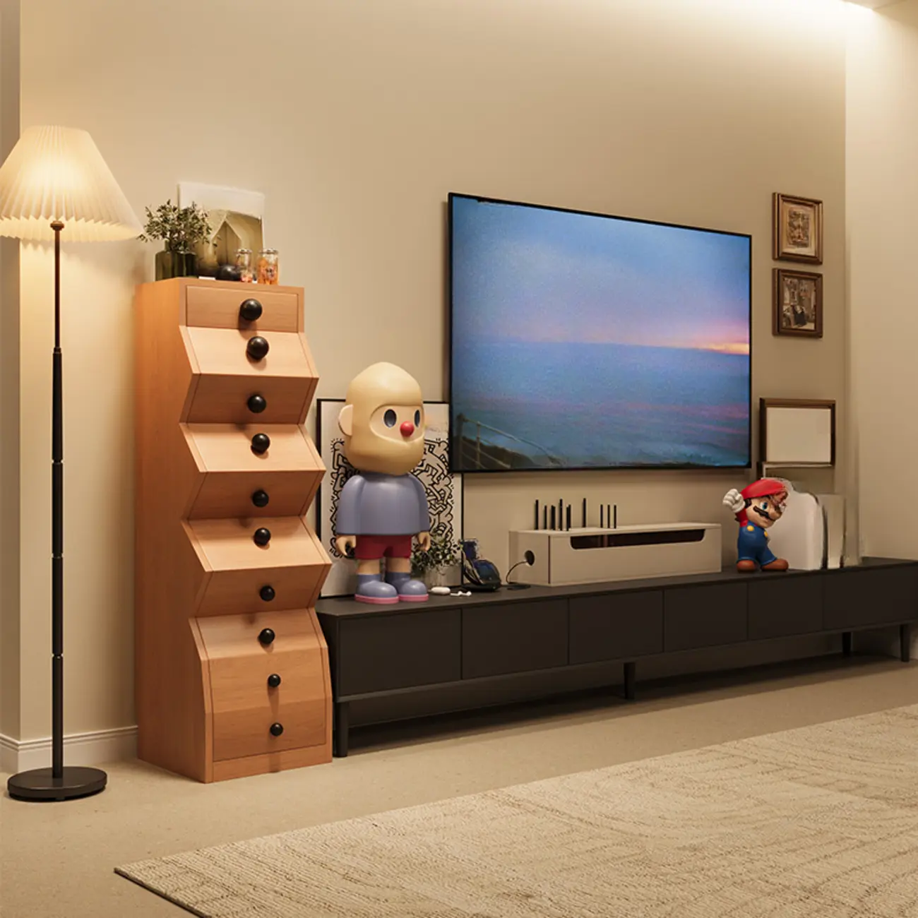 Modern Wood Top 3 Drawers Nightstand with Legs