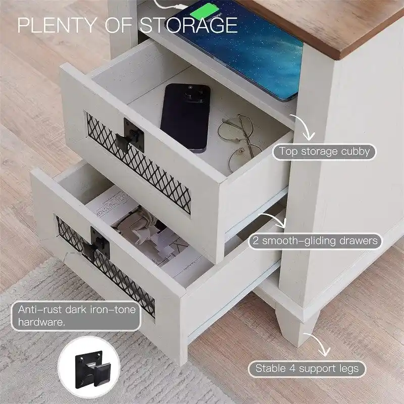 End Table with 2 Drawers - 18 D x 18 W x 24 H