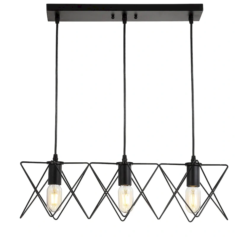 SAFAVIEH Lighting Cyndie Adjustable 3-Light Led Black Pendant - 24 x8.5 x10.3-82.3  - 24Wx9Dx82H