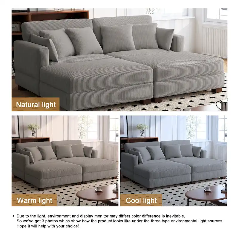 88 Convertible Larger Couch Modular Sectional Sofa Set