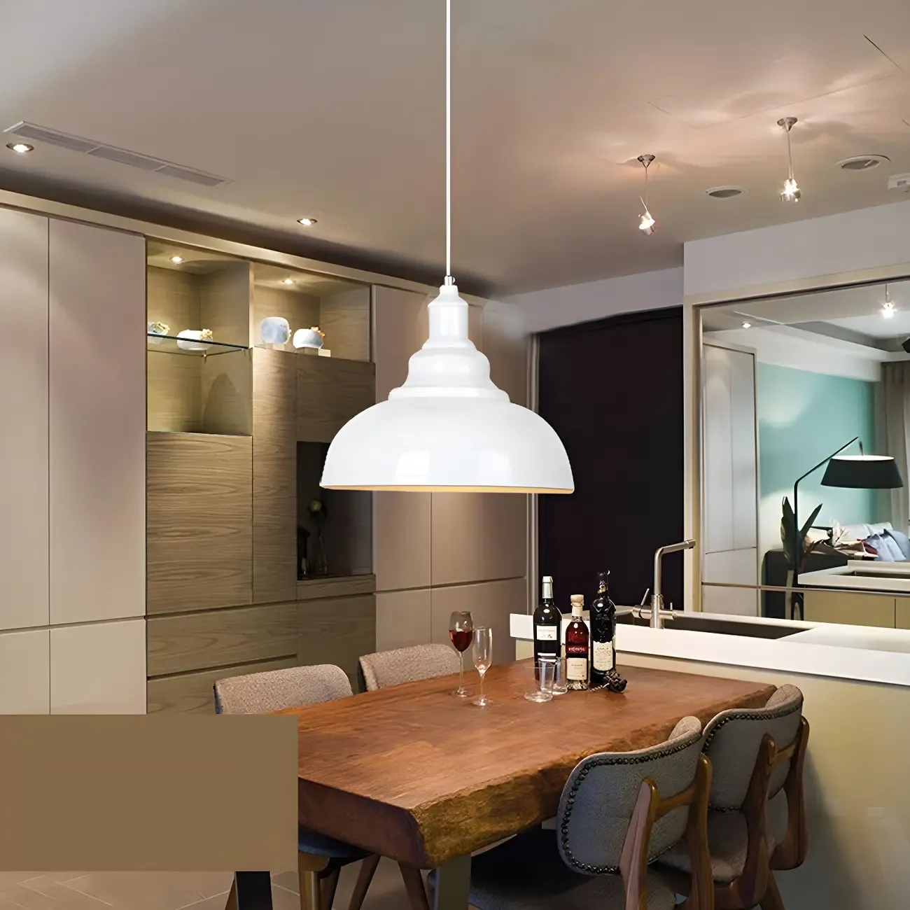 HomeyFad Industrial Warehouse Style Metal Hanging Kitchen Pendant Light