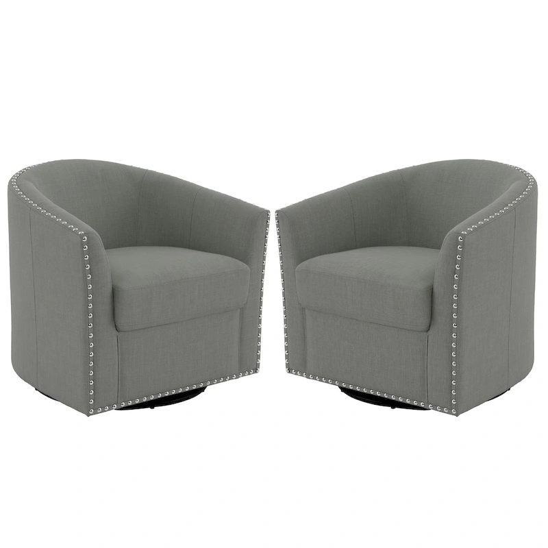 Nailhead Trim Upholstered Swivel Accent Chairs Set of 2