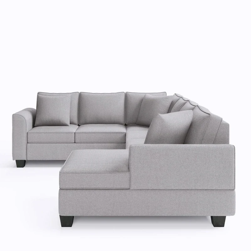 110*86 Sectional Sofa Upholstered Modern English Arm Classic U-shaped Sofa 3 Pillows Included