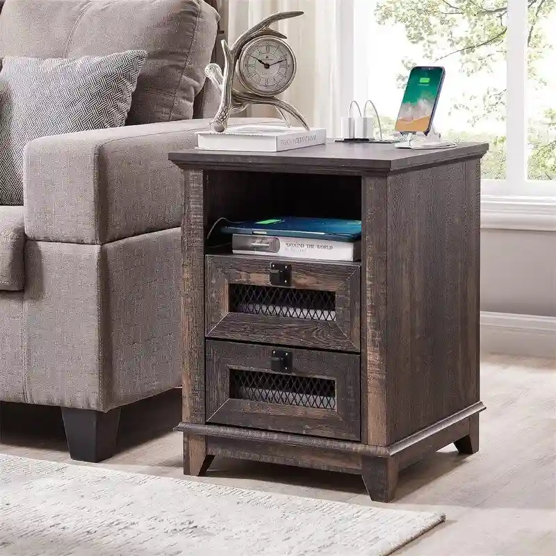 End Table with 2 Drawers - 18 D x 18 W x 24 H