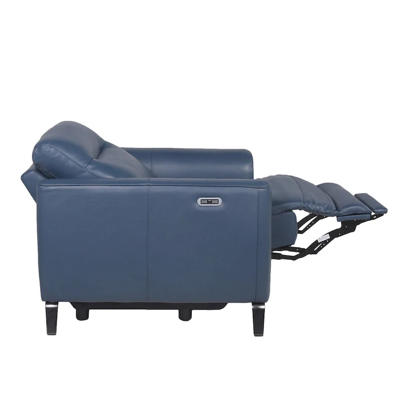 Steve Silver Top Grain Leather Ocean Blue Power Reclining Chair