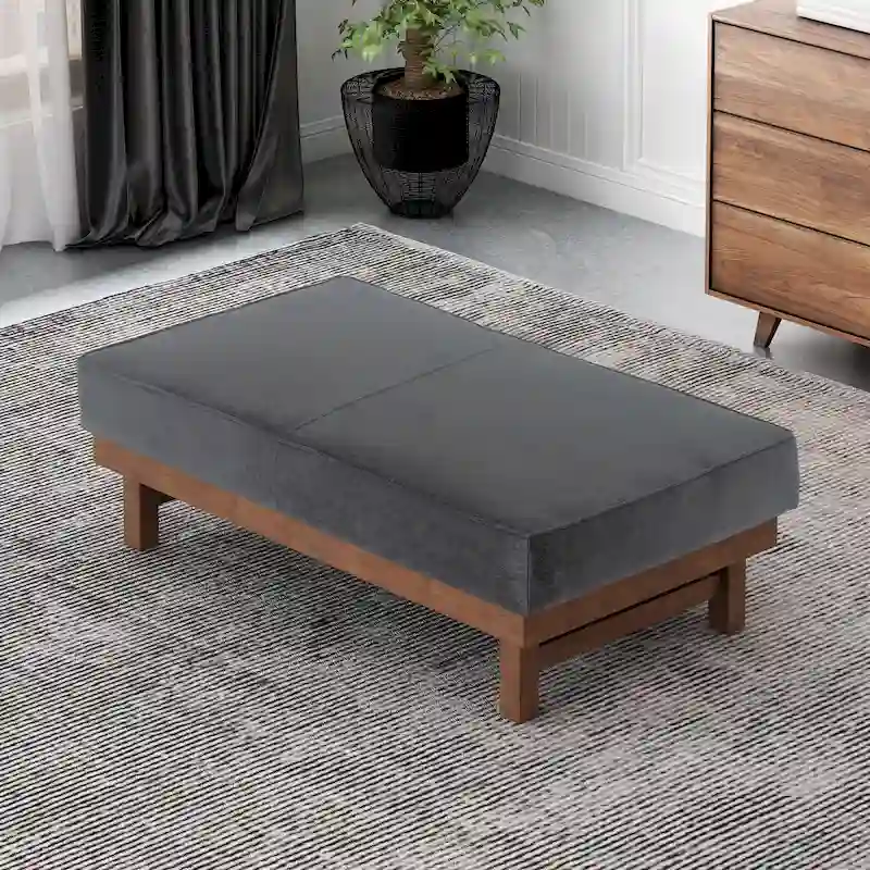 Hillman Modern Microfiber Cocktail Ottoman with Wood Frame by Christopher Knight Home