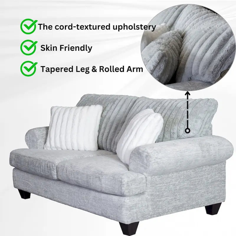 Roundhill Oasis 2-Piece Living Room Set, Sofa and Loveseat