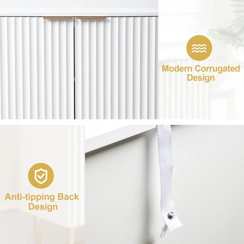 Sideboard Buffet Cabinet Set of 2 with Adjustable Shelves -