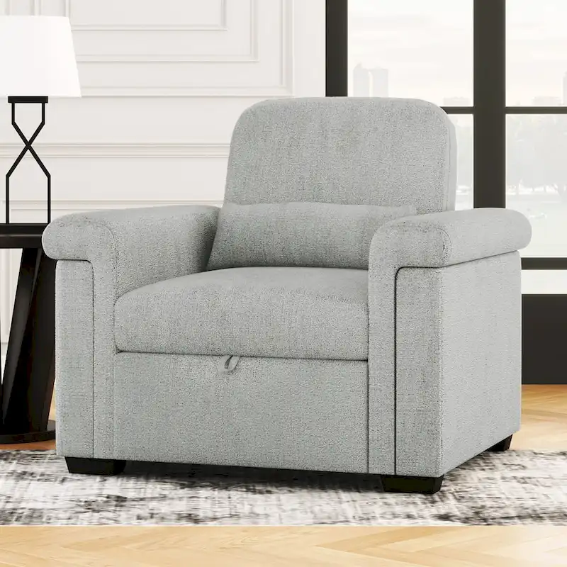 Living Room Lounger Chair 3 in 1 Convertible Sleeper Chair with Pillow