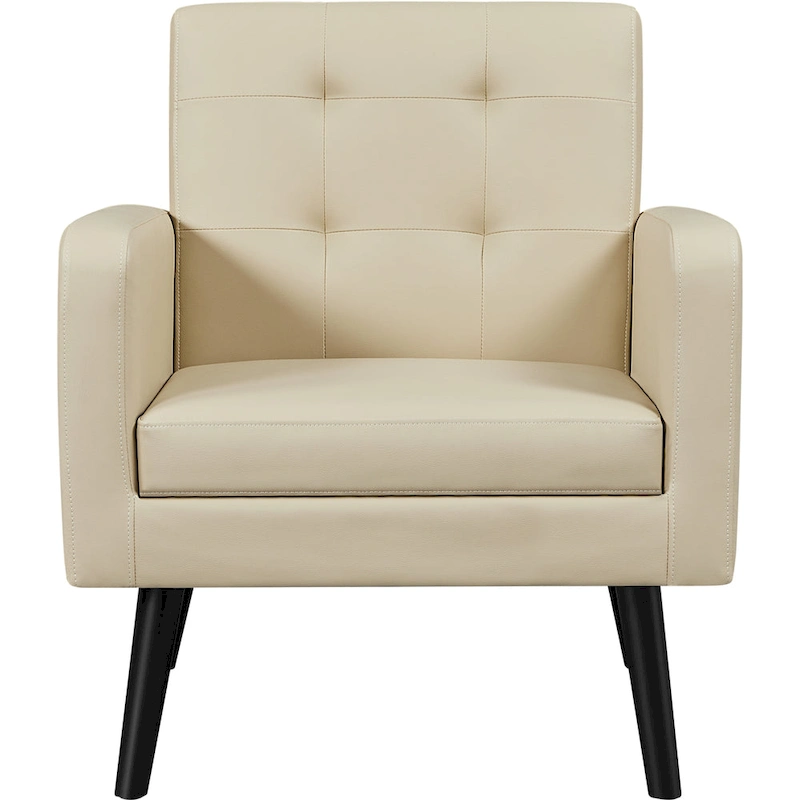 Yaheetech Modern Faux Leather Tufted Accent Chair with Solid Wood Legs - 28.52933