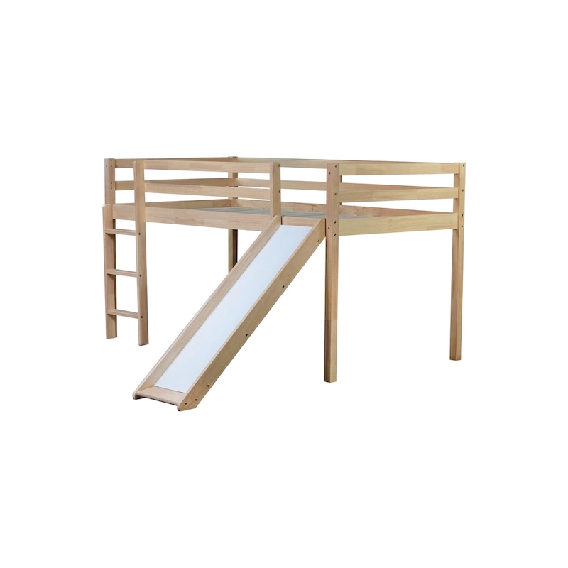 Twin Loft Bed with Slide and Low-Profile Design