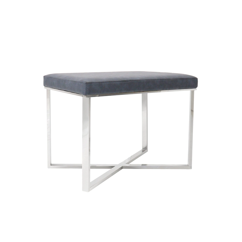 Pasargad Home Luxe Stool with Stainless Steel Base