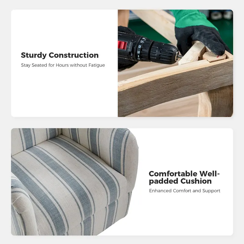 Pancy Traditional Swivel Armchair with Jacobean Strip Pattern Set of 2 by HULALA HOME