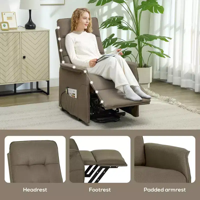 HOMCOM Power Lift Recliner Chair, Electric Reclining Chair with Remote, Side Pockets, Pocket Spring, Tufted Back, Quick Assembly