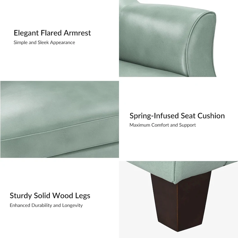 Sandra 81.5 Classic Genuine Leather Sofa With Solid Wood Legs By HULALA HOME